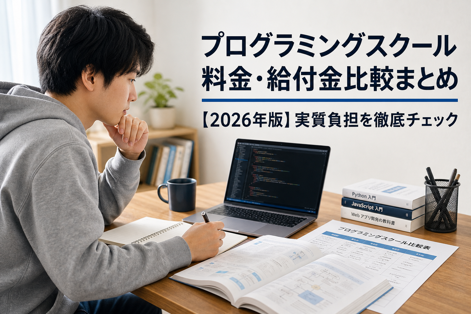 プログラミングスクール 料金・給付金比較まとめ【2026年版】実質負担を徹底チェックのアイキャッチ画像
