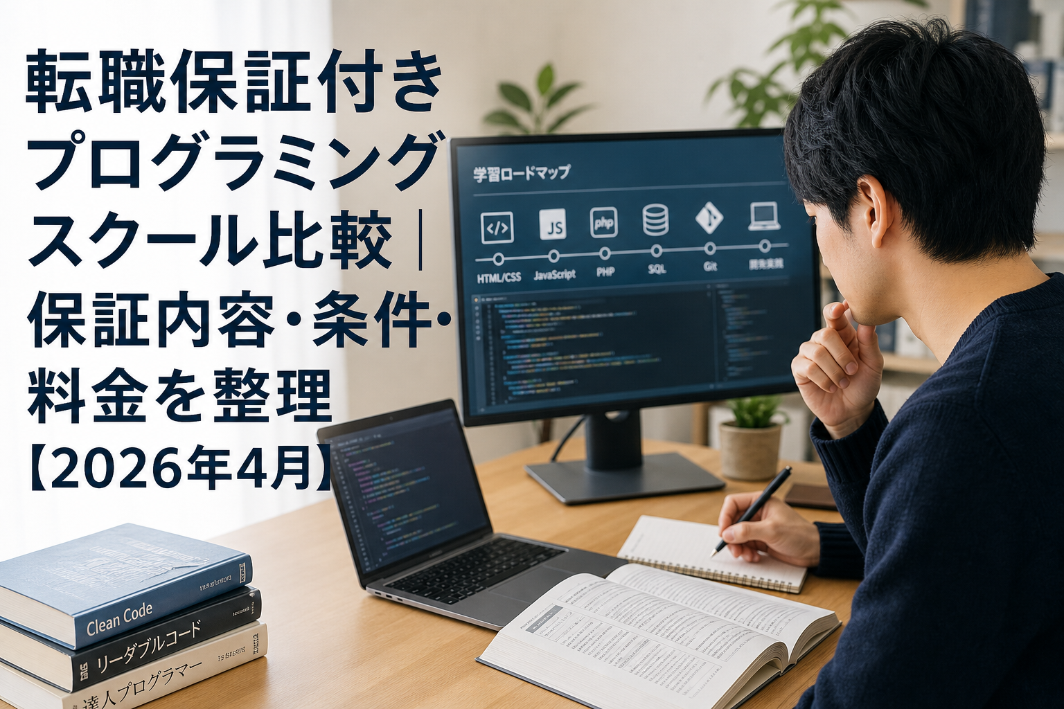 転職保証付きプログラミングスクール比較｜保証内容・条件・料金を整理【2026年4月】のアイキャッチ画像