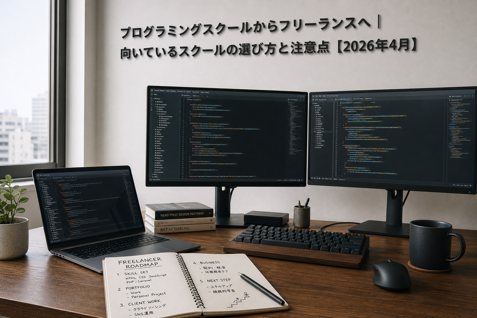 プログラミングスクールからフリーランスへ｜向いているスクールの選び方と注意点【2026年4月】のアイキャッチ画像