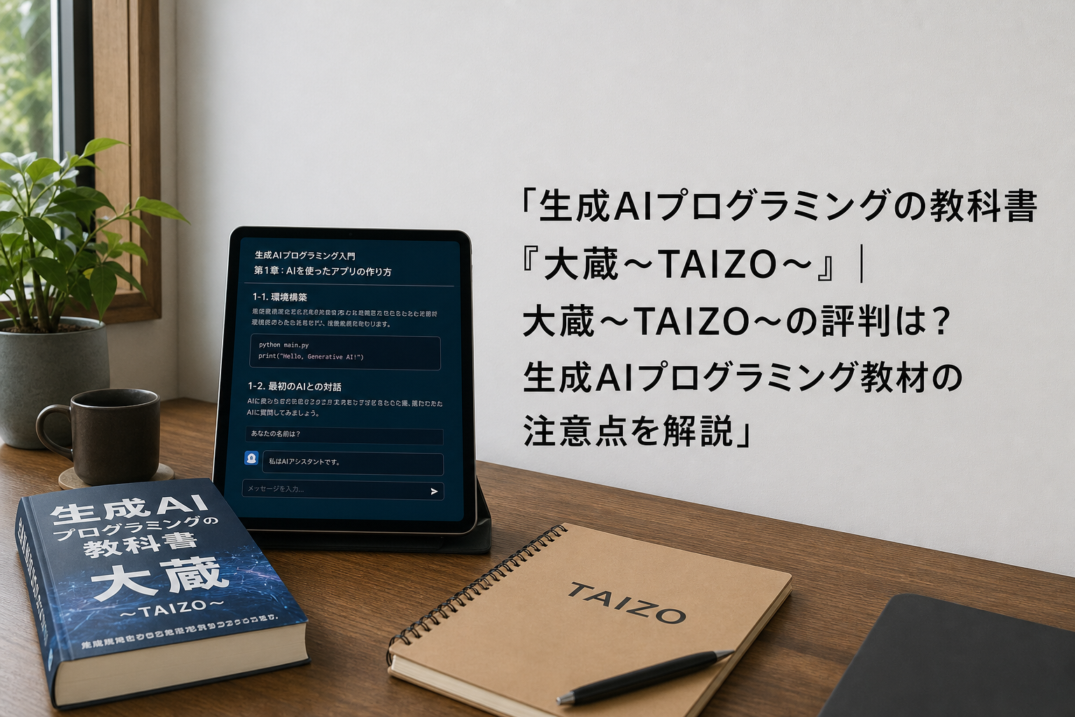 生成AIプログラミングの教科書『大蔵～TAIZO～』｜大蔵〜TAIZO〜の評判は？生成AIプログラミング教材の注意点を解説のアイキャッチ画像