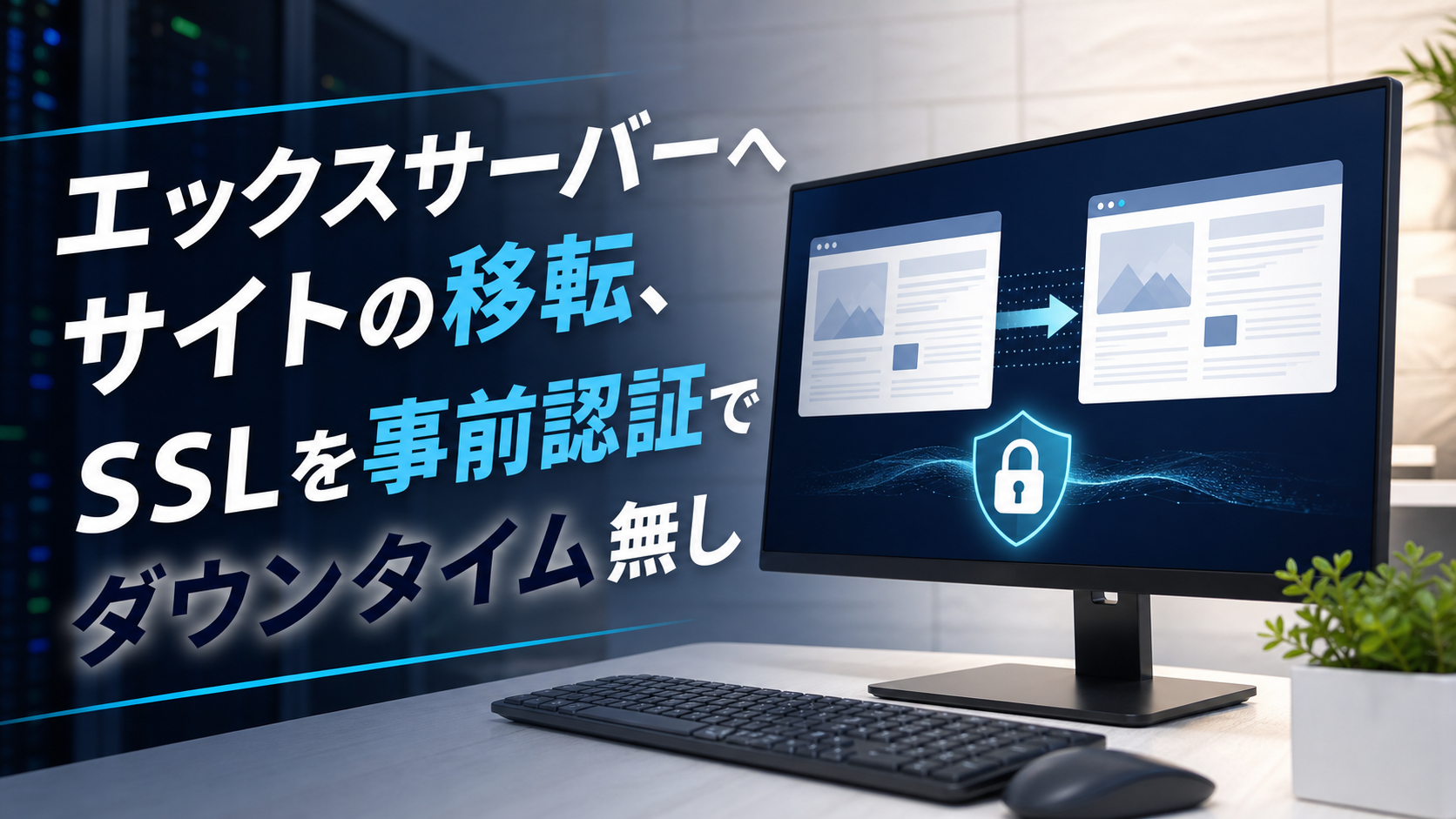 エックスサーバーへサイトの移転、SSLを事前認証でダウンタイム無しのアイキャッチ画像